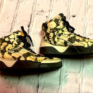GIVENCHY “Tyson” Black Floral High Top Lace Up Sneakers